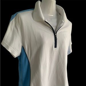 ASTRA Classic Women’s Golf Shirt, Blue/White, Large.